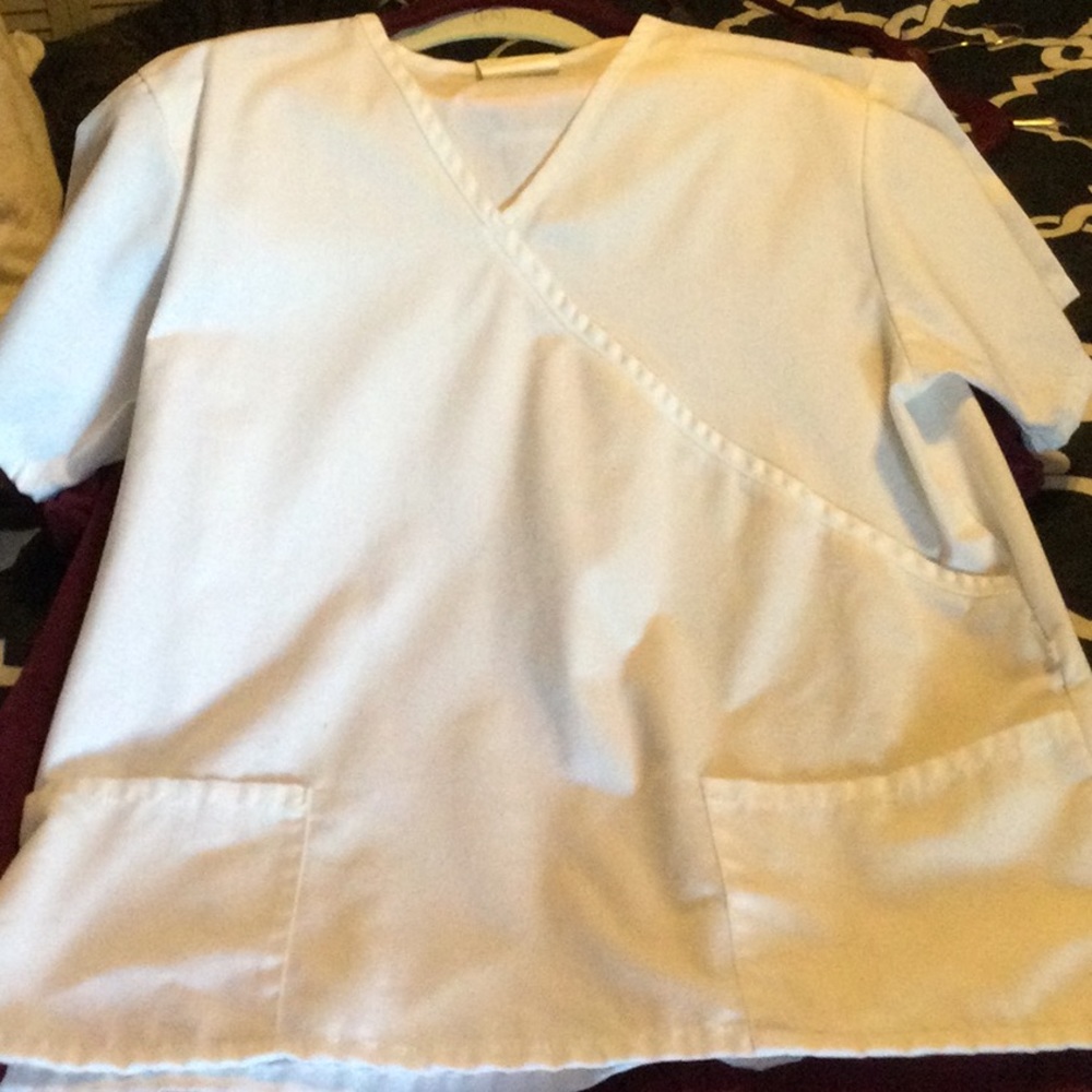 White scrub top